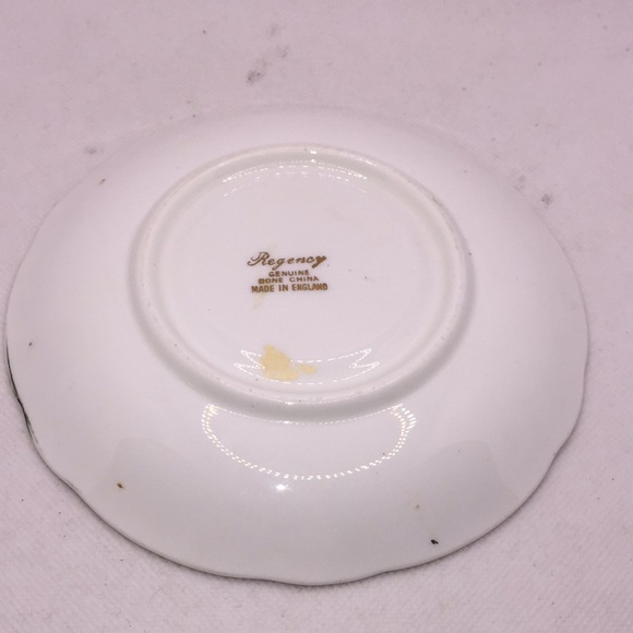 Regency Bone China Love Story Tea Cup and Saucer Green Border Love Story England - Picture 5 of 12